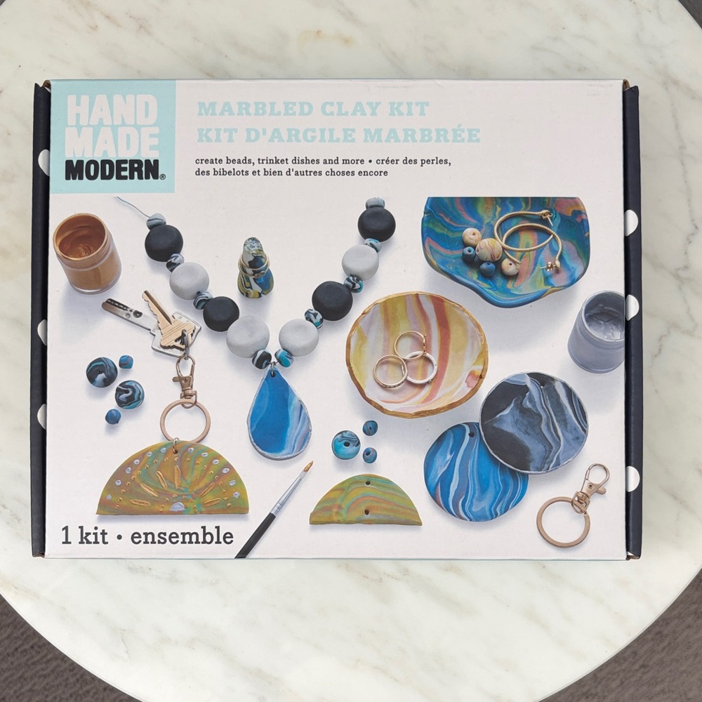 Marbled Clay Kit - Blue, Gold, White